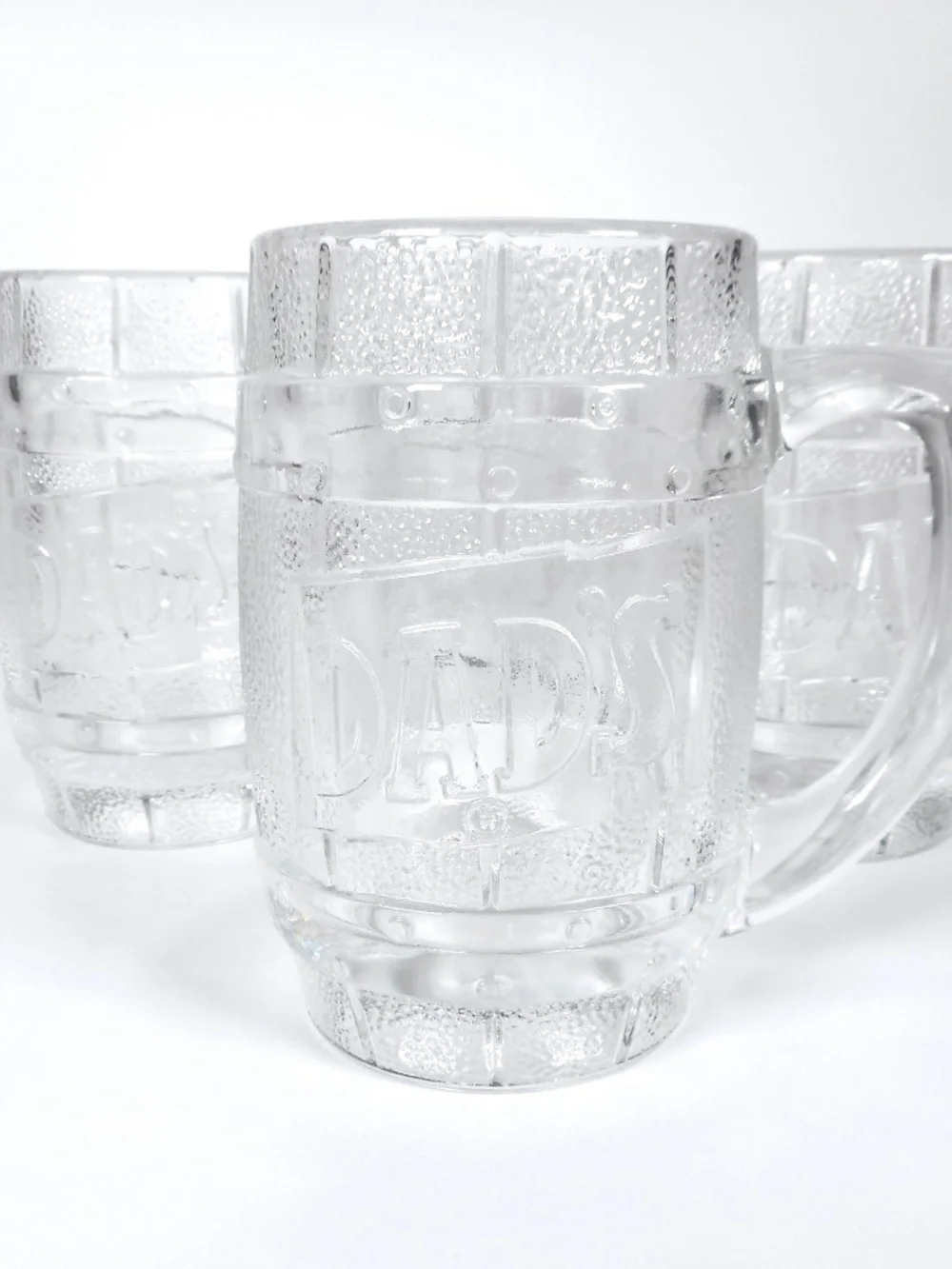 4 Set VTG 50s 60s Dad's Root Beer Heavy Glass Barrel Shaped Mug 5.25